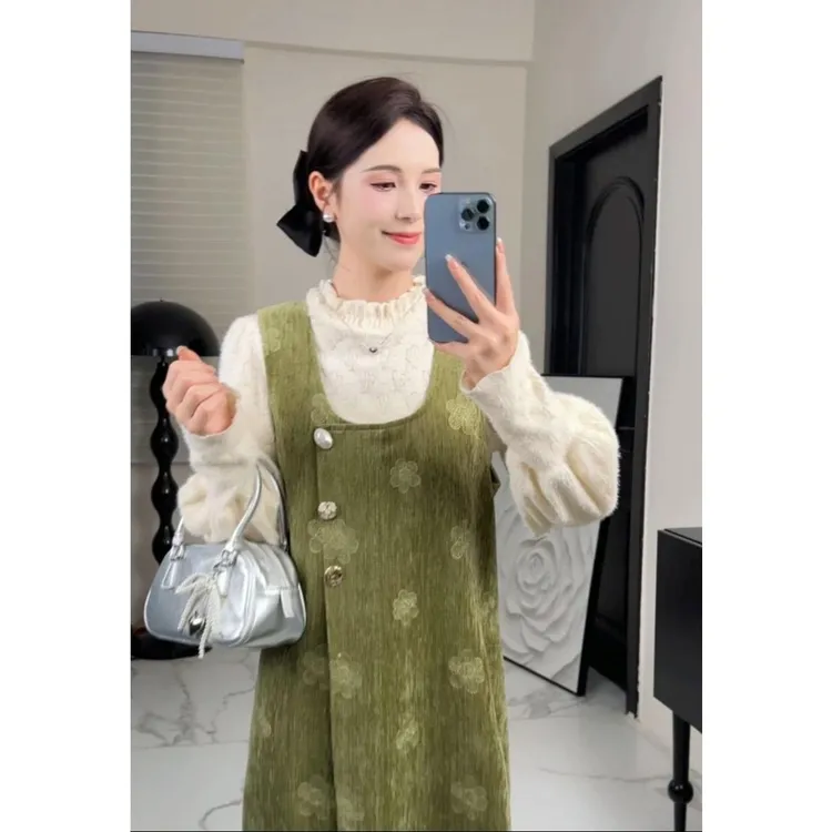 2025春季孕妇两件套大码法式气质时尚小众设计感背心连衣裙显瘦