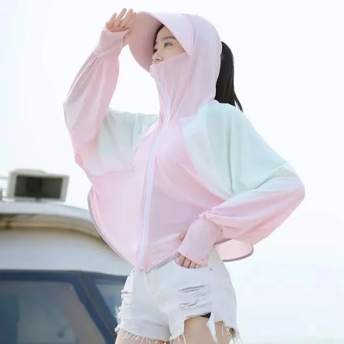 UPF50+撞色防晒衣遮脸骑行外套