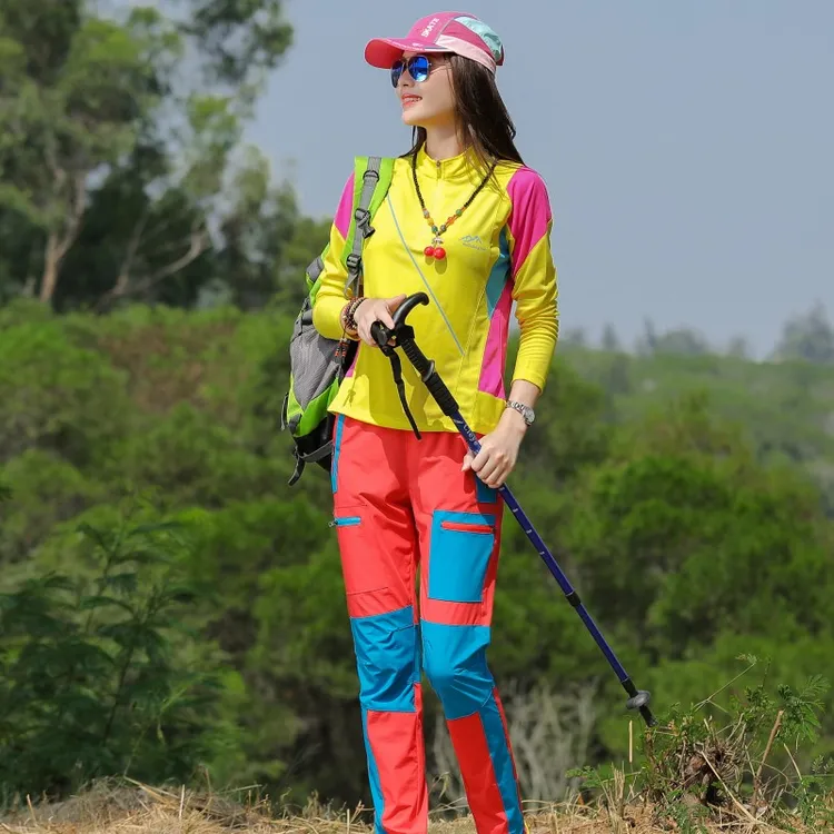 春秋户外登山运动套装女排汗透气爬山徒步登山服女防晒快干速干衣