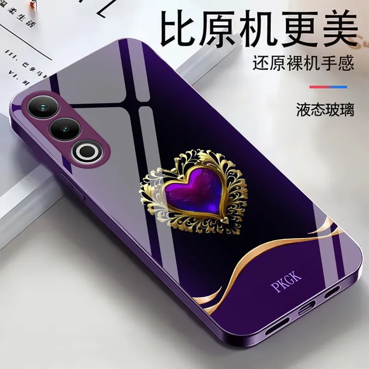 适用【OPPO K12 Plus】时尚爱心液态玻璃手机壳 轻奢潮流 全包防摔