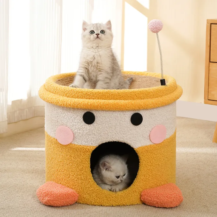 喵仙儿高颜值小黄鸭麻绳桶冬季猫窝封闭式猫爬架猫窝猫树一体