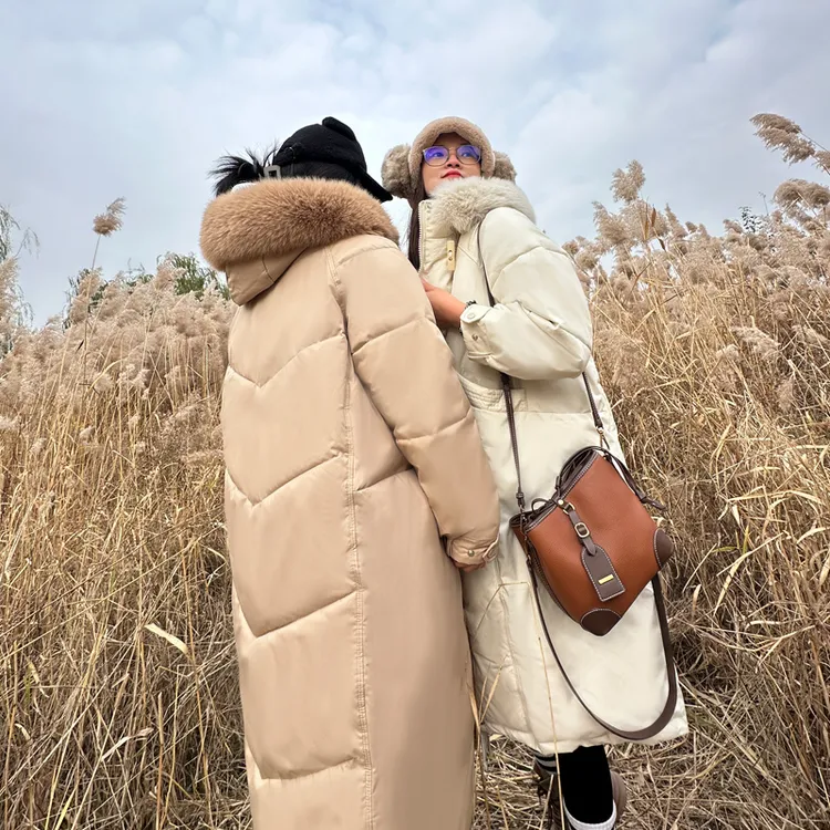 棉衣女新款大毛领连帽过膝长款加厚保暖宽松韩版中戏棉服外套女