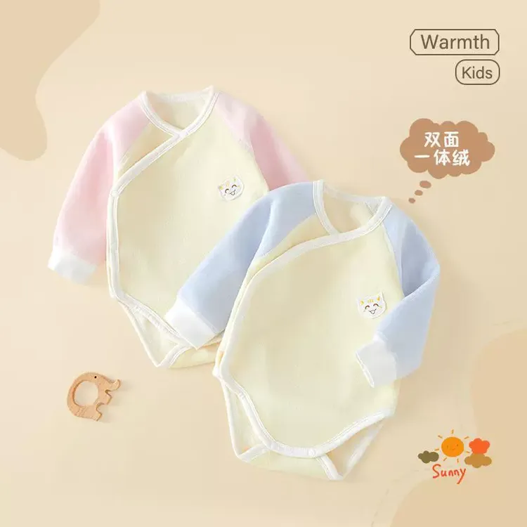 新生婴儿加绒包屁衣春秋冬三角哈衣爬服加厚初生宝宝护肚连体哈衣