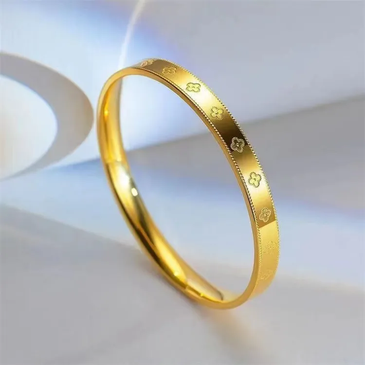铜合金手镯 铜合金手镯 四叶草闭口手镯经典时尚轻奢女款