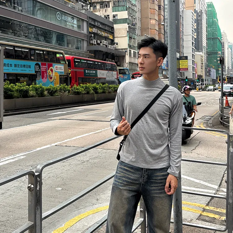 秋季纯色简约百搭修身高级感透气柔软时尚舒适长袖秋冬打底衫t恤