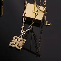 合金项链 百搭喜字毛衣链