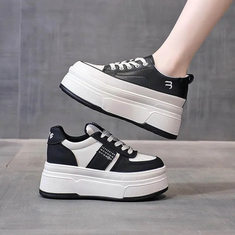 大东直播爆款熊猫板鞋内增高8CM厚底小白鞋显瘦炸街小个休闲运动