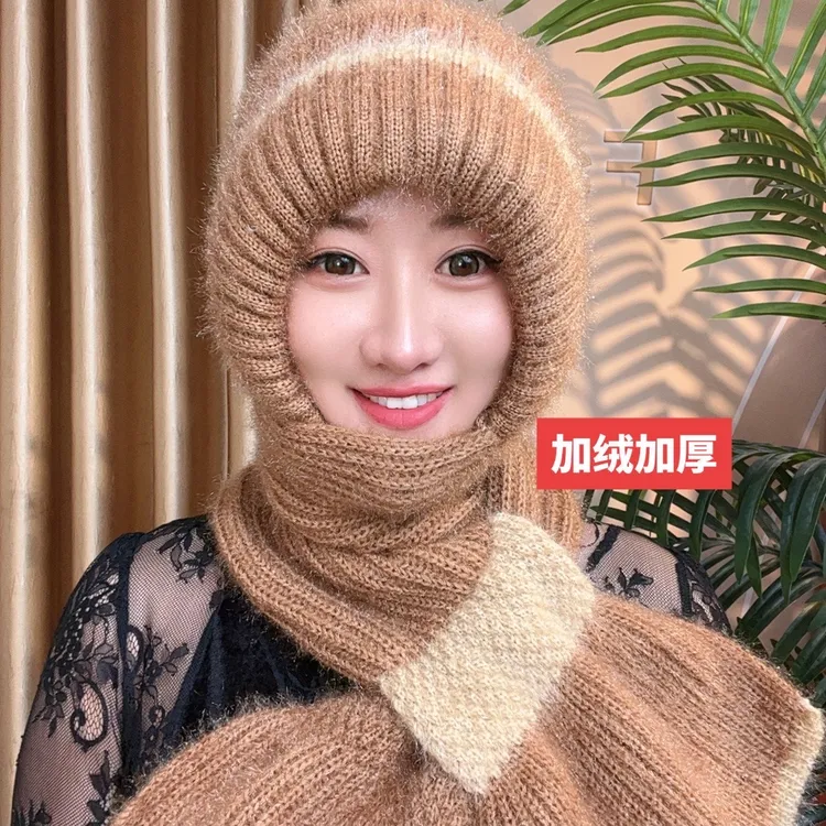 保暖风雪帽（护头+护耳+护颈）围巾帽子一体帽子女2025新款爆款洋气