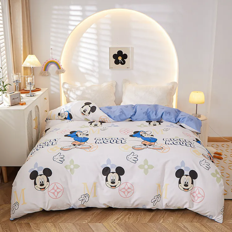 儿童款迪士尼纯棉四件套男孩全棉卡通学生宿舍三件套女孩床上用品