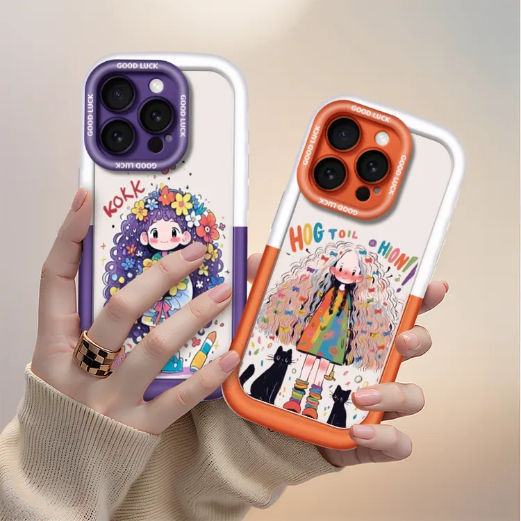 紫发捧鲜花公主适用苹果15PROMAX手机壳iPhone14情侣13透明12软壳