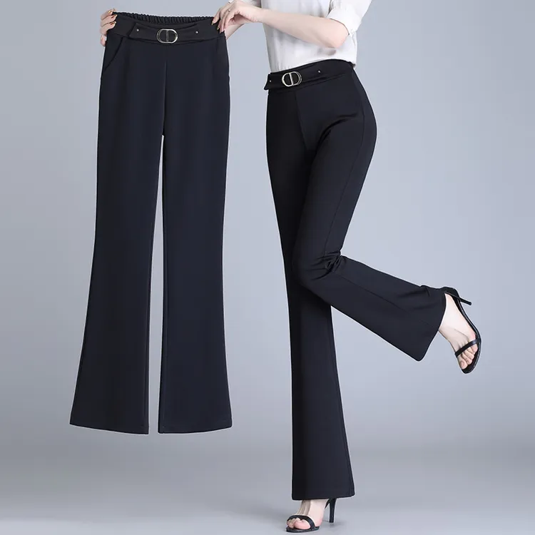 微喇裤裤子女高腰显瘦百搭休闲裤女直筒喇叭裤修身显腿长西装裤