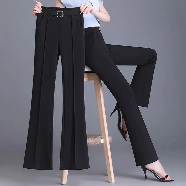 女微喇裤抗皱显瘦2025年夏季新款垂感高腰女显瘦喇叭裤复古喇叭裤