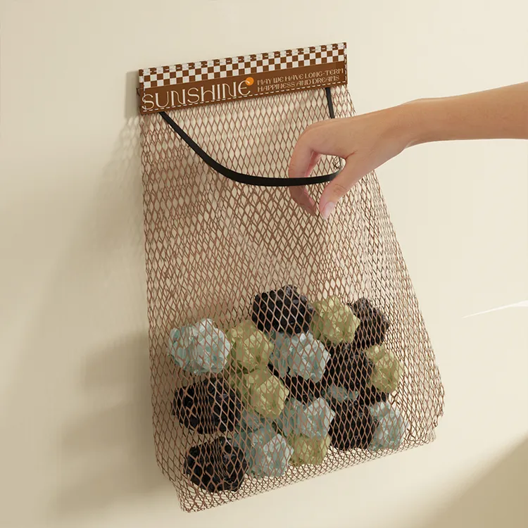居家家收纳网兜厨房壁挂式大容量挂袋储物神器家用装塑料袋魔术贴