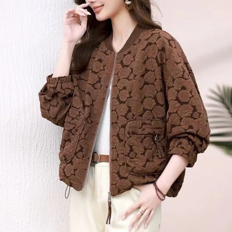 春秋新款百搭气质妈妈时尚外套中老年女装外穿显瘦中年休闲宽松