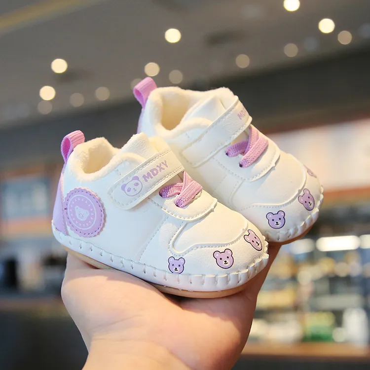 冬款加绒加厚男女宝宝鞋子学步防掉婴儿鞋子0-1岁软底防滑