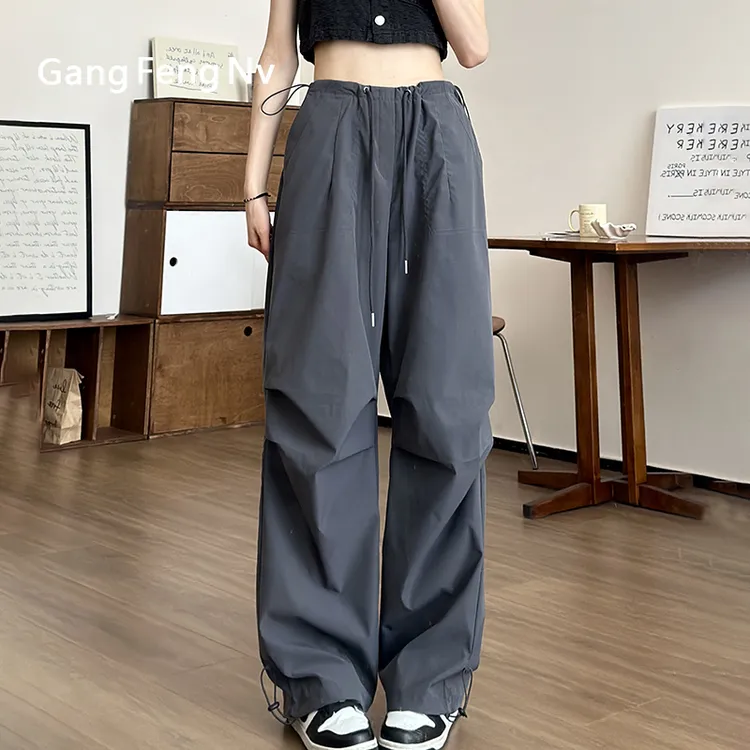 灰色工装裤女2025秋季新款美式运动爵士舞街舞降落伞裤酷飒休闲风