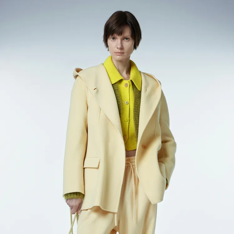 JNBY/江南布衣冬季毛呢外套女连帽双面呢大衣中长款简约5NA812160