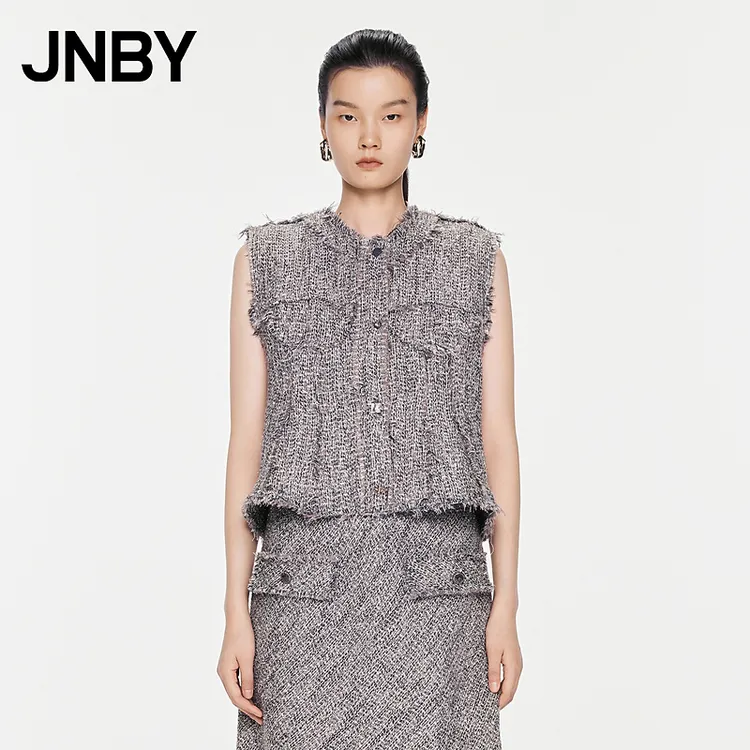 JNBY/江南布衣春秋小香风马甲女提花短款柔软舒适5O9514330