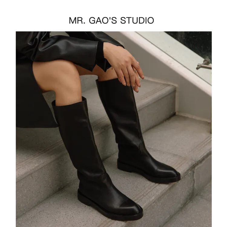 【Mr.Gao】直筒不过膝粗跟厚底高筒靴【中秋限定】英伦长筒时装靴女靴