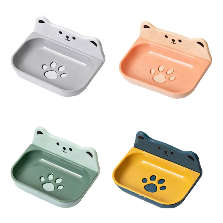 【买一送一】家用浴室卫生间免打孔壁挂式双层香皂架可爱沥水肥皂架