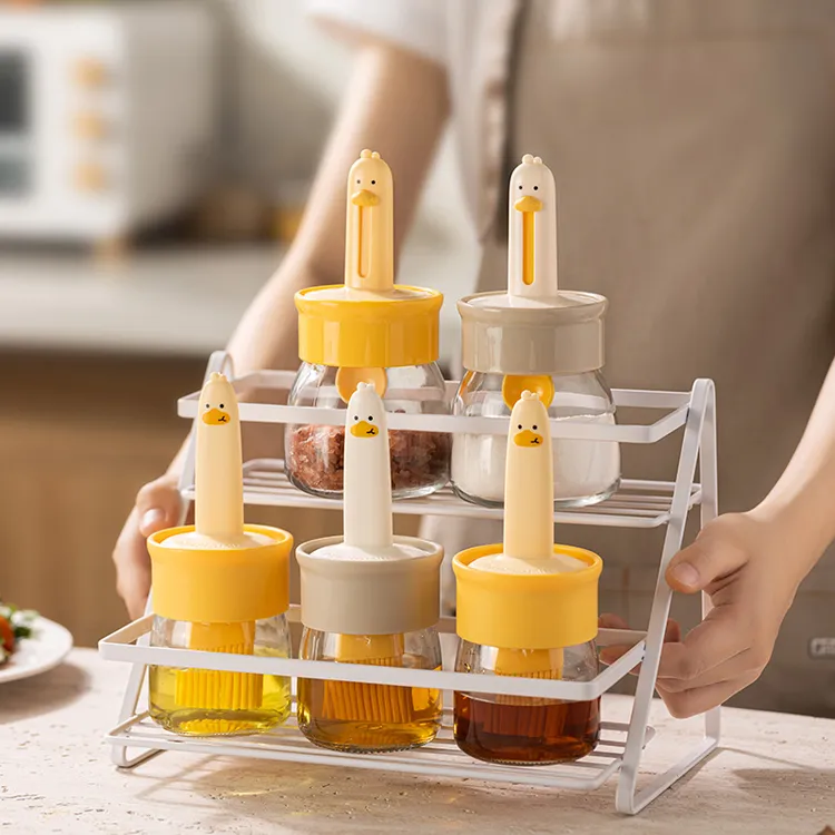 硅胶带瓶小鸭油刷瓶伸缩调料罐厨房烘焙烧烤烙饼刷油装调味料