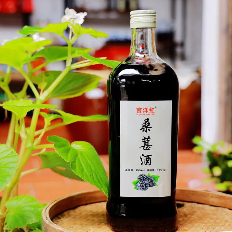 官洋红一年陈酿桑葚原酒高浓度瓶装果香浓郁微醺桑葚酒