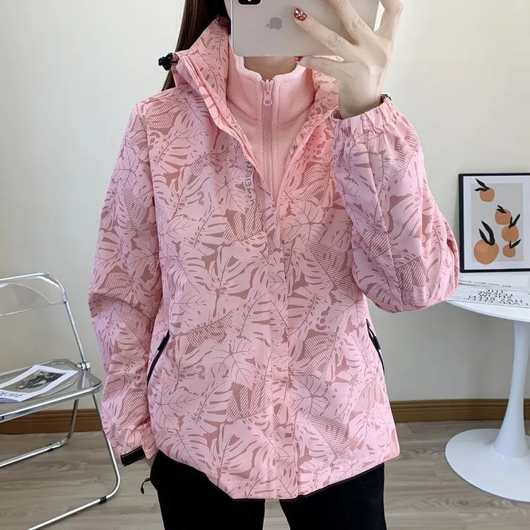 冲锋衣女三合一抓绒外套男秋冬加绒防风防水户外滑雪防寒服两件套