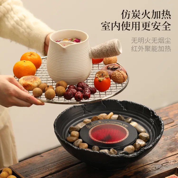 围炉煮茶家用室内电陶炉煮茶炉器具家庭全套烤奶茶壶罐罐茶煮茶器