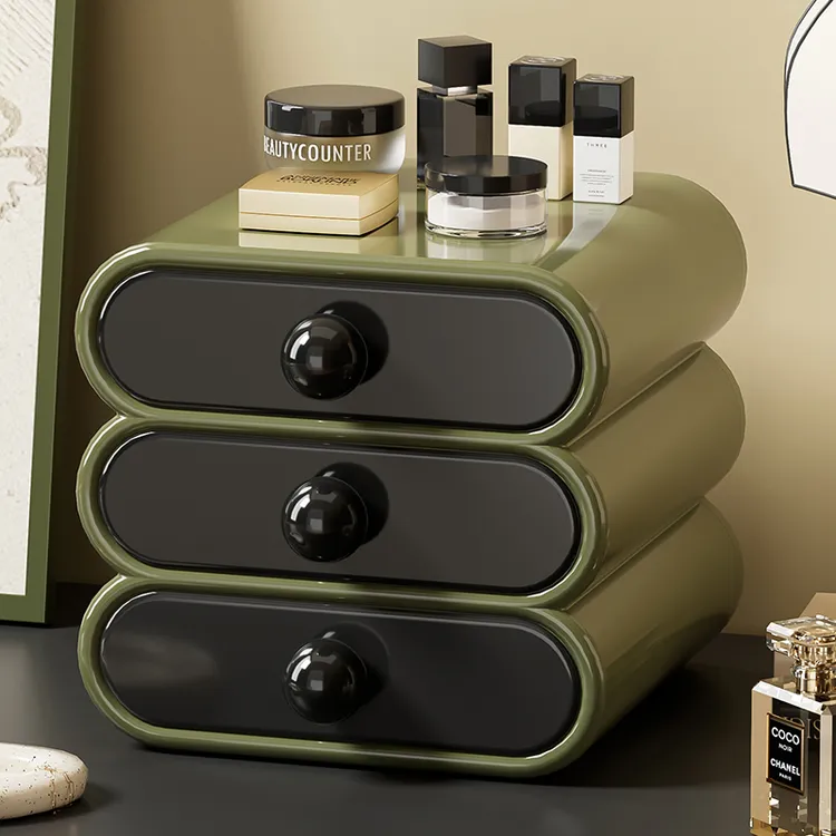 橱明星中古绿桌面收纳盒多功能玄关书桌抽屉式杂物收纳架置物盒