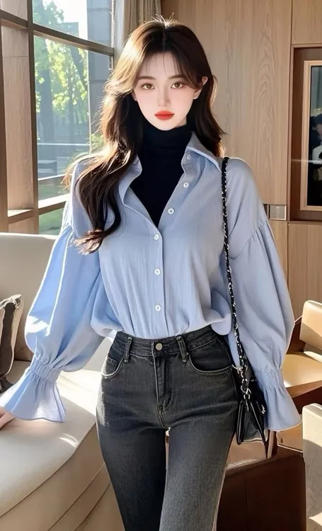 2024冬季个性时尚百搭休闲宽松内搭打底加厚超好看温柔长袖衬衫女