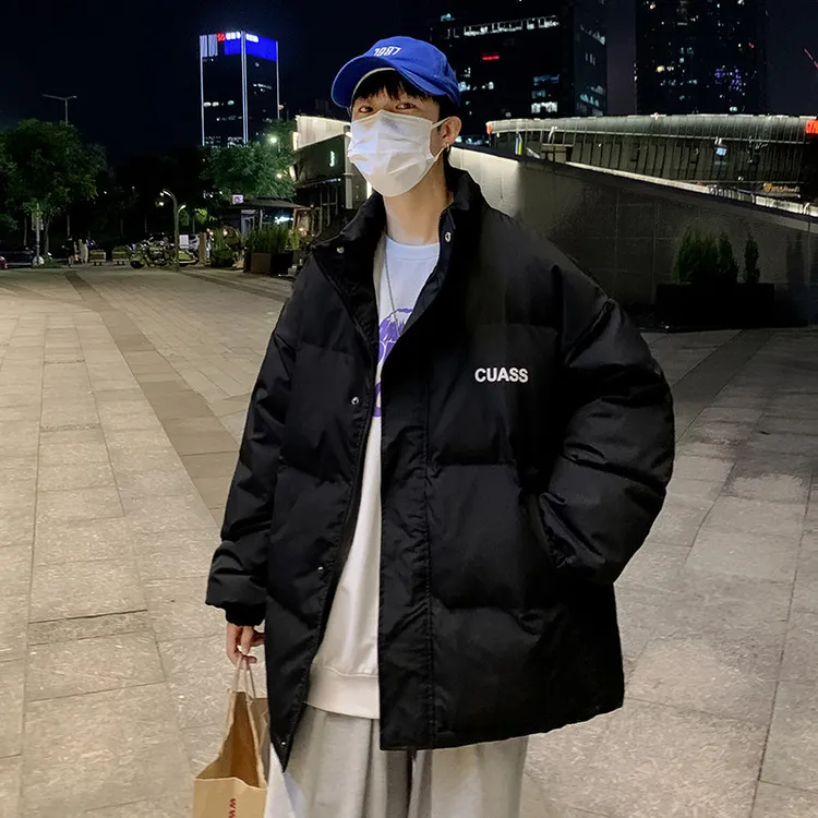 元赫棉衣男冬季潮牌宽松大码胖子简约立领棉袄外套冬季男士冬外套