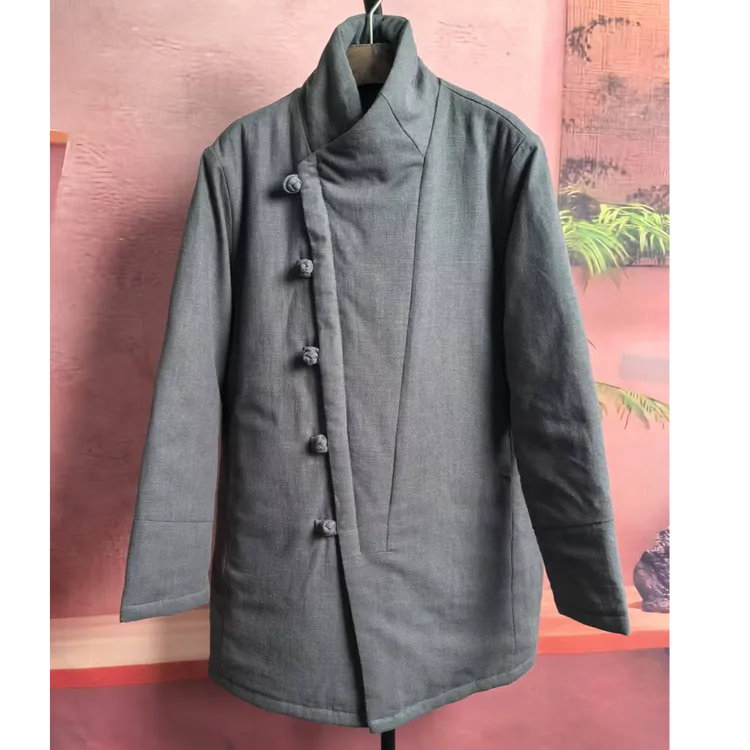 冬季棉服中国风棉袄新中式男装设计师保暖棉衣中长款加厚棉麻外套