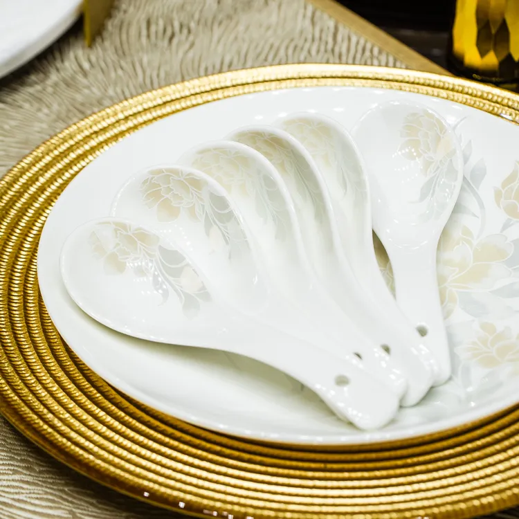 清雅名媛陶瓷汤勺景德镇家用陶瓷餐具网红小勺喝汤长柄大勺