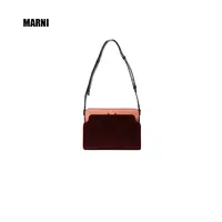 全新未使用 MARNI 时尚休闲百搭潮流舒适 小牛皮女士挎包 酒红色