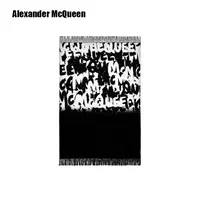全新未使用 Alexander McQueen/亚历山大·麦昆  绒线围巾女款黑色