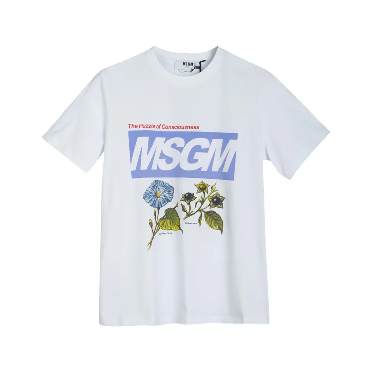 全新未使用  MSGM 时尚休闲舒适百搭潮流 女士圆领休闲T恤 白色