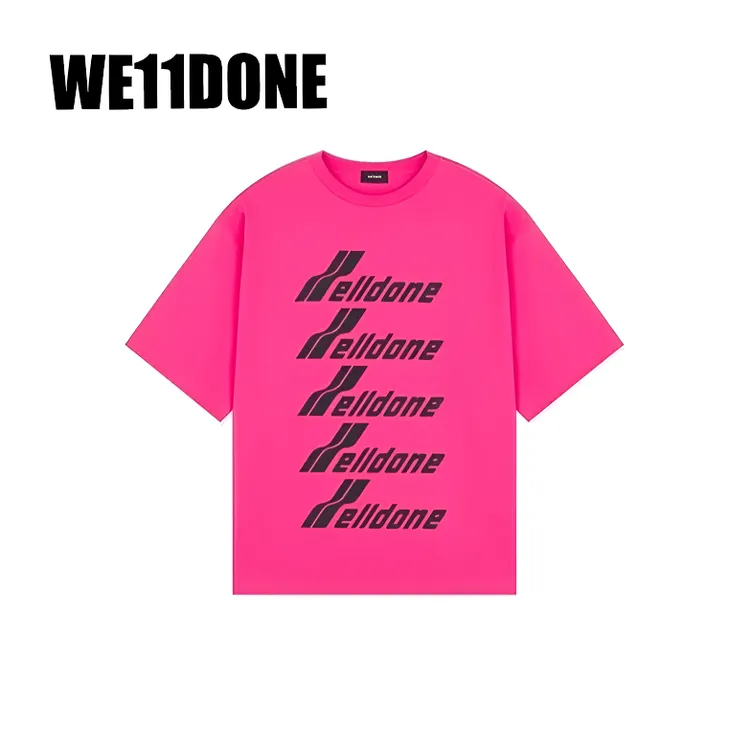 全新未使用  休闲弹幕短袖T恤男士welldone男装衣服圆领纯棉真皮