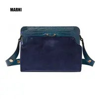 全新未使用 MARNI  TRUNK风琴包 天鹅绒 印花小牛皮 单肩包 女款 