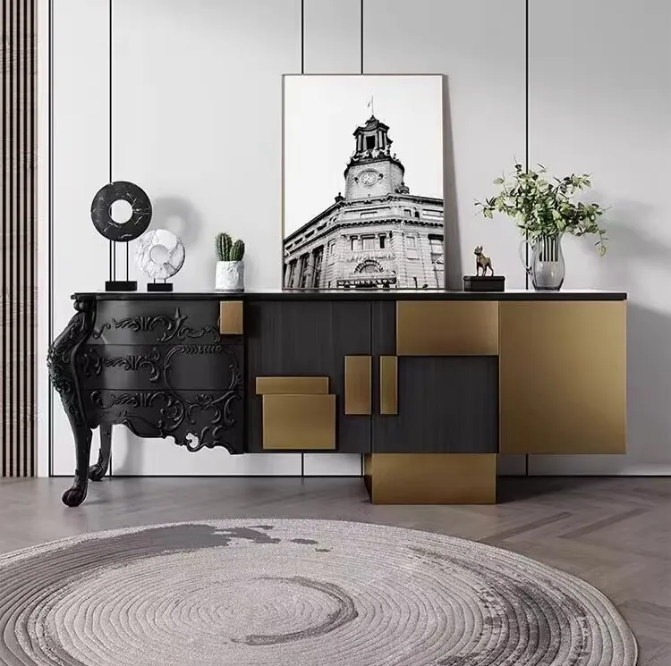 欧式新古典柜子实木雕刻斗柜大容量储物柜隔断玄关柜门厅柜