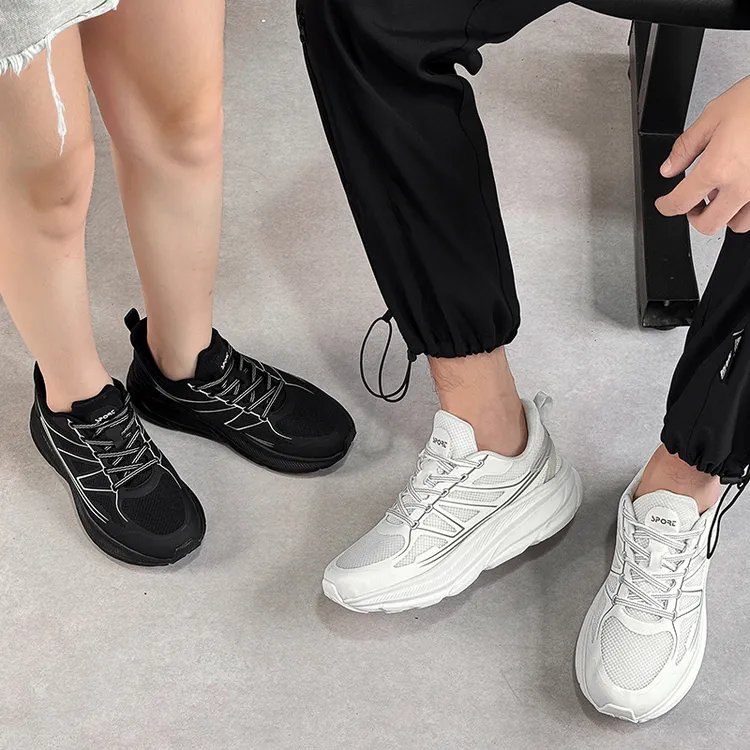 情侣款简约百搭透气网面休闲运动鞋男女同款厚底跑步鞋Z1007-219