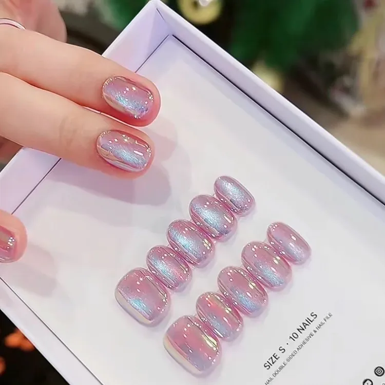 【美人鱼】24年新款高品质电镀幻彩玻璃珠猫眼春夏穿戴甲指甲贴美甲