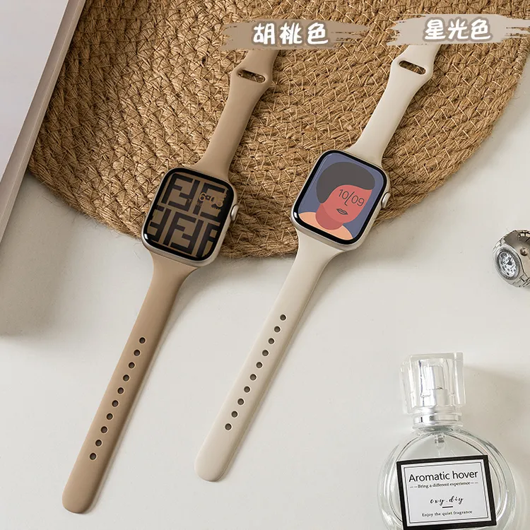 适用applewatch9表带iwatch8/7/SE苹果S10手表运动硅胶表带女透气