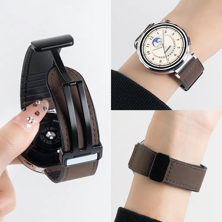 适用华为GT6表带watch5手表疯马纹皮表带女gt5/4/3/pro秋冬高级感