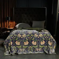 法兰绒莫里斯花午睡盖毯沙发空调毯居家日用盖毯