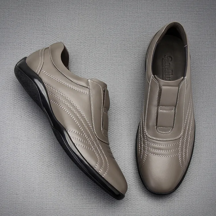 休闲皮鞋男真皮软底时尚新款套脚头层牛皮舒适懒人鞋一脚蹬男鞋