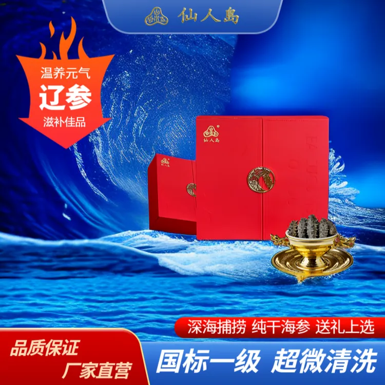 仙人岛淡干海参国标一级底播辽参高泡发食用产地发货营养水产海鲜