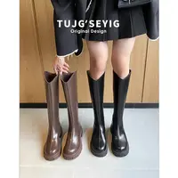 胖mm骑士靴棕色长靴粗腿加大长筒靴加大加宽黑色长筒靴加大加宽