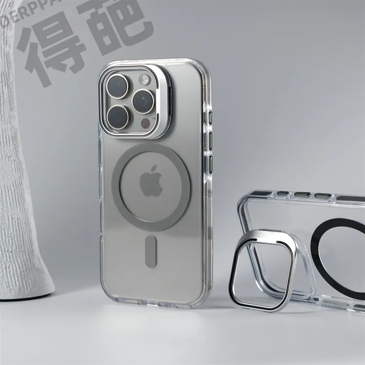 得葩简约透明镜头支架苹果17promax磁吸手机壳iPhone16p防摔15/14