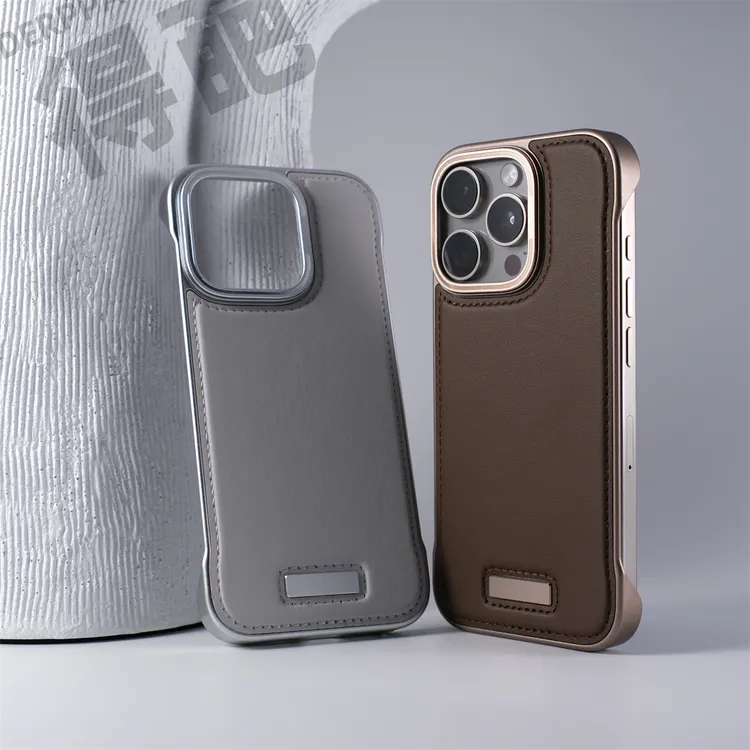 得葩无边框精致素皮苹果16promax手机壳iPhone15pro裸感防摔14/13