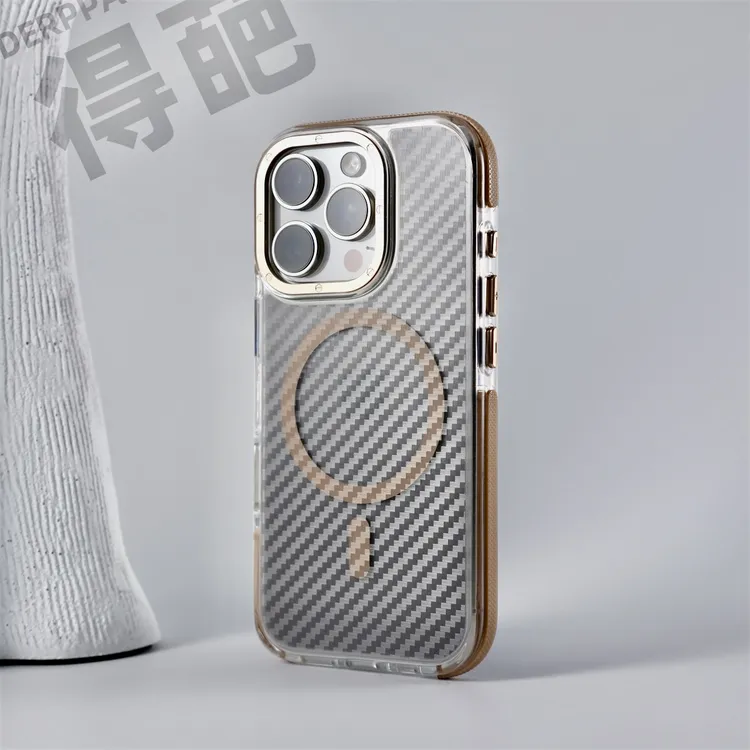 得葩新款高档半透碳纤纹苹果16promax磁吸手机壳iPhone16防摔保护